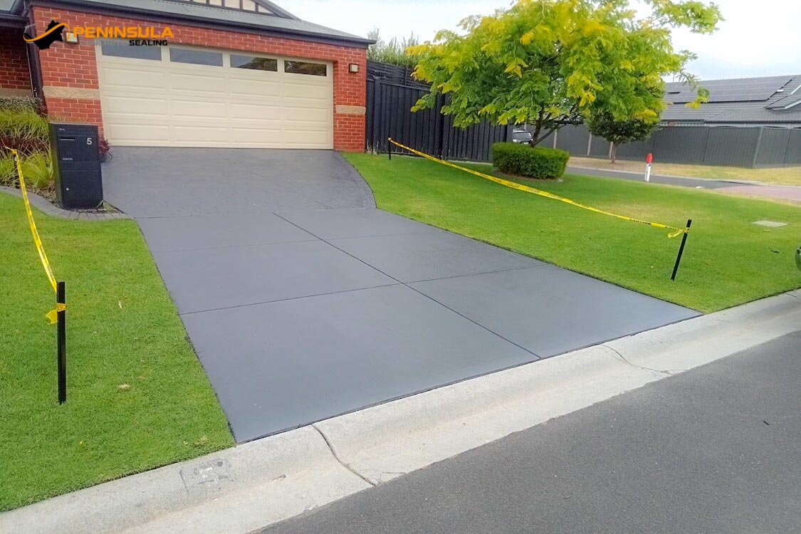 Completed driveway painting in 2 Pack Ironstone at a Langwarrin property